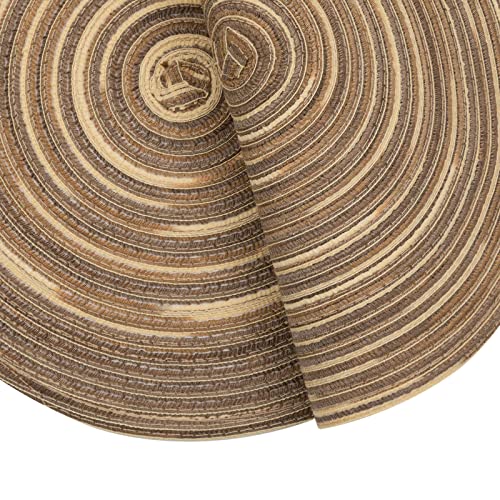 Image of SHACOS Round Placemats Set of 6 Washable 15 inch Variegated Braided Round Place Mats Kitchen Table Mats (Rainbow Brown, 6)