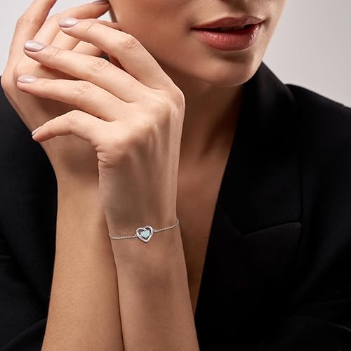 Miniatura 2 de YZSFMZGE OpalTurquoise Heart Bracelet For Women 925 Sterling Silver Adjustable Bracelets Jewelry Gift for Girls