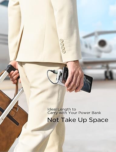 Vista 5 de AINOPE 2-Pack 0.5ft USB C Cable, 3.1A Fast Charging, Right Angle, Durable Nylon Braided, Compatible with Galaxy S22 S21 Plus S20, Note 10 9 LG, Type