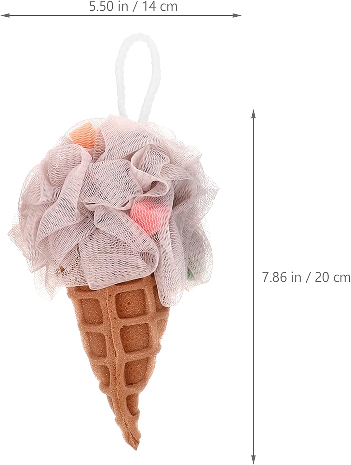 Uonlytech Loofah 3Pcs Bath Shower Sponge Ice Cream Shaped Kids Shower Loofahs Balls Cute Body Scrubber Bubbles Shower for Bath Kids Brown - Image 4