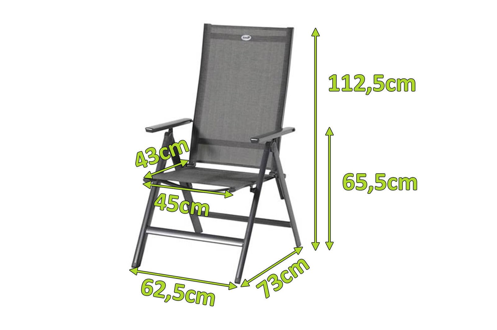 Hartman Aruba stilvoller Multipositionssessel in Xerix und Anthrazit, solides Aluminiumgestell, Sitzfläche aus hochwertigem Textilen, 73 x 62,5 x 112,5 cm, Rückenlehne 7-Fach verstellbar, wetterfest