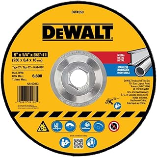 DEWALT DW4550 9-Inch by 1/4-Inch by 5/8-Inch-11 High Performance Fast Metal Grinding Wheel