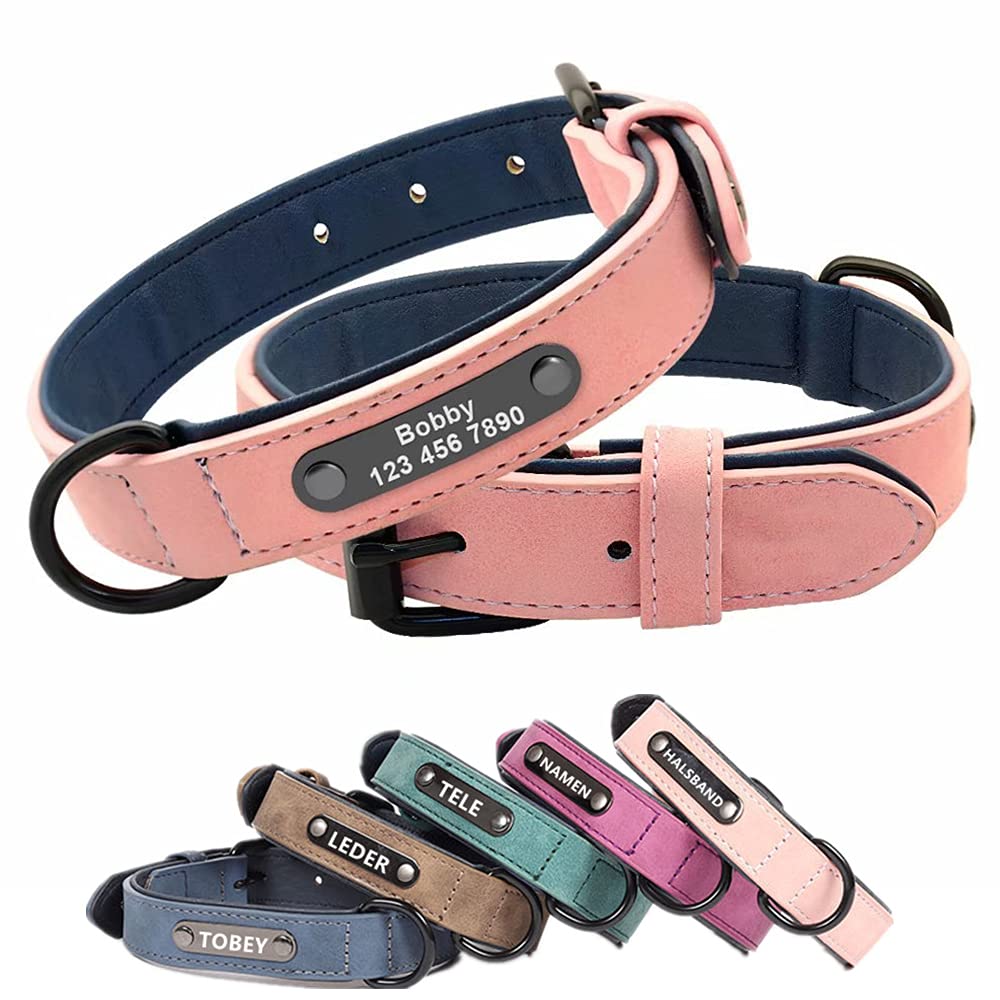 Collare Per Cani Personalizzato / Morbida Pelle PU, Nome E Numero Incisi Personalizzati - Italia - Foto 5