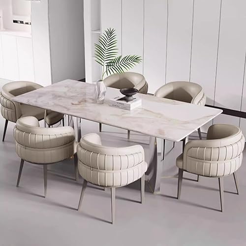 Miniatura 2 de JKGHK - Sillas de comedor de cuero, sillas de cocina tapizadas, sillas de sala con respaldo envolvente, silla de vestíbulo con patas de metal, silla
