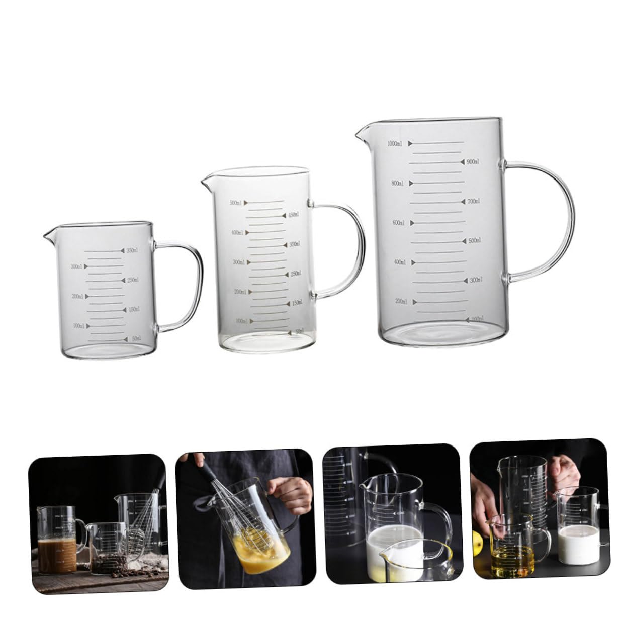PRETYZOOM 3pièces Tasses à Mesurer Verre Résistant Chaleur Pour Cuisine Et Pâtisserie Pour Lait Jus Et Autres Liquides