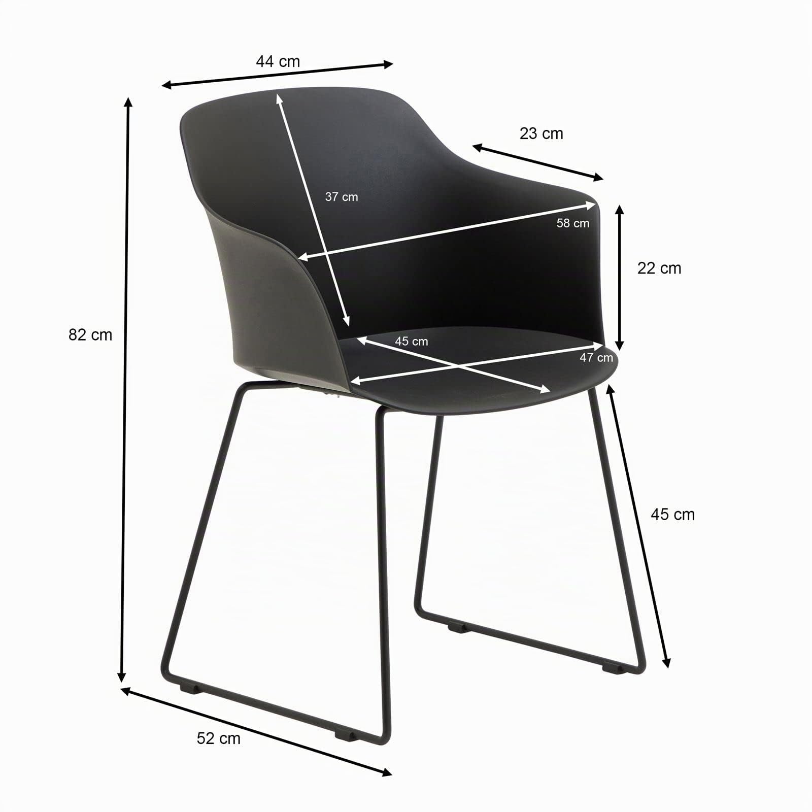 IDIMEX Gartenstuhl FORO im 4er Set, Schwarz - Outdoor Schalenstuhl aus Polypropylen, Sitzschale UV-beständig und pflegeleicht, schlanke Metallbeine, modernes Design für Garten und Terrasse