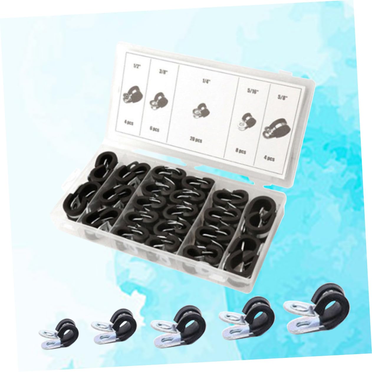 42 Stück Teiliges Schlauchschellen Set aus Verzinkte Langlebige Schlauchklemmen für Auto Wasser und Luftschläuche Geeignet für Kraftstoffleitungen und Silikonschläuche Praktische