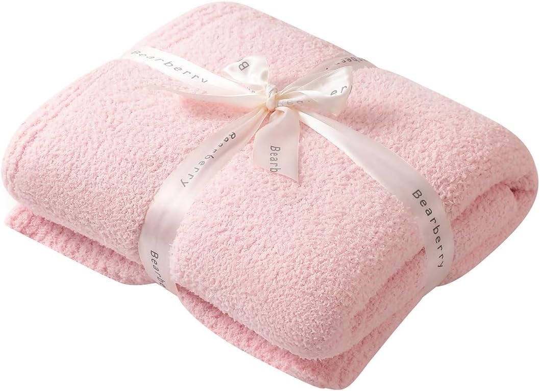 bearberry Super Soft Fluffy Throw Blanket Lightweight Cozy Warm Throw Blankets for Couch Bed Sofa All Season (Pink, 50”x60”)