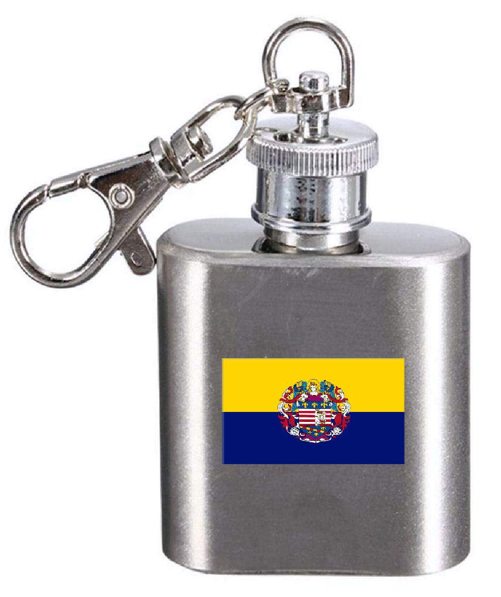 Flasque porte-clés gravé Kosice Slovaquie fiole de poche inox