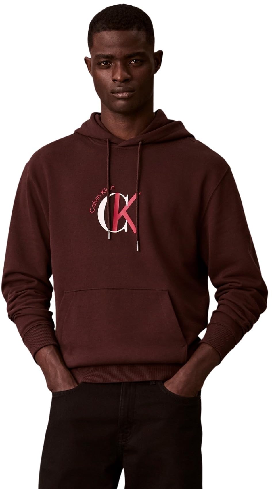 Calvin Klein Men's LS EU 350TERRY GRAPHIC HOODIE LV04RE255G Sweatshirts, BROWN (Rich Brown), S