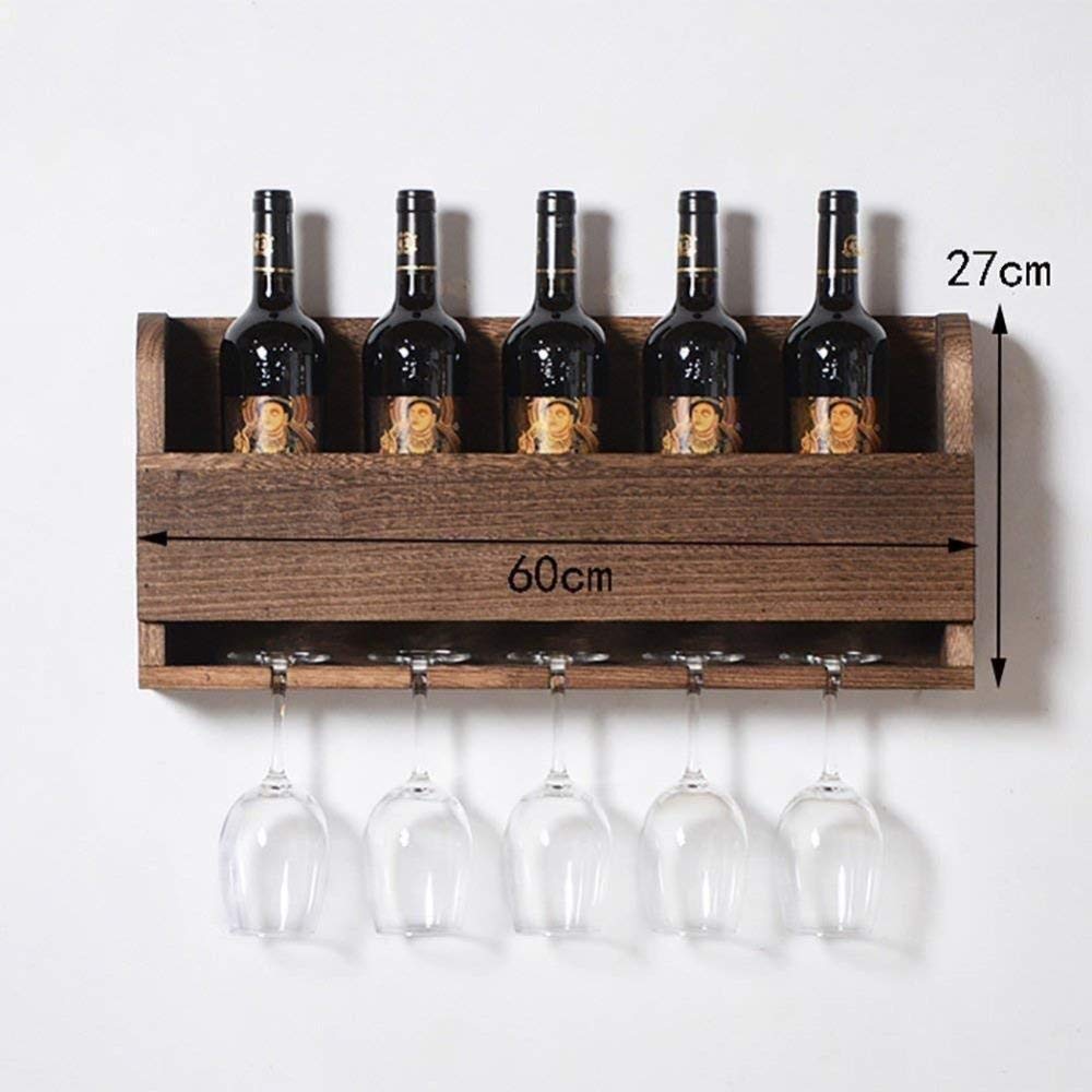 JOZZY Décoration Murale,Porte-Bouteilles en Bois Massif Porte-Verres à Pied Fixation Murale Moderne Salle à Manger Bûches Maison Porte-gobelets Suspendus Stockage