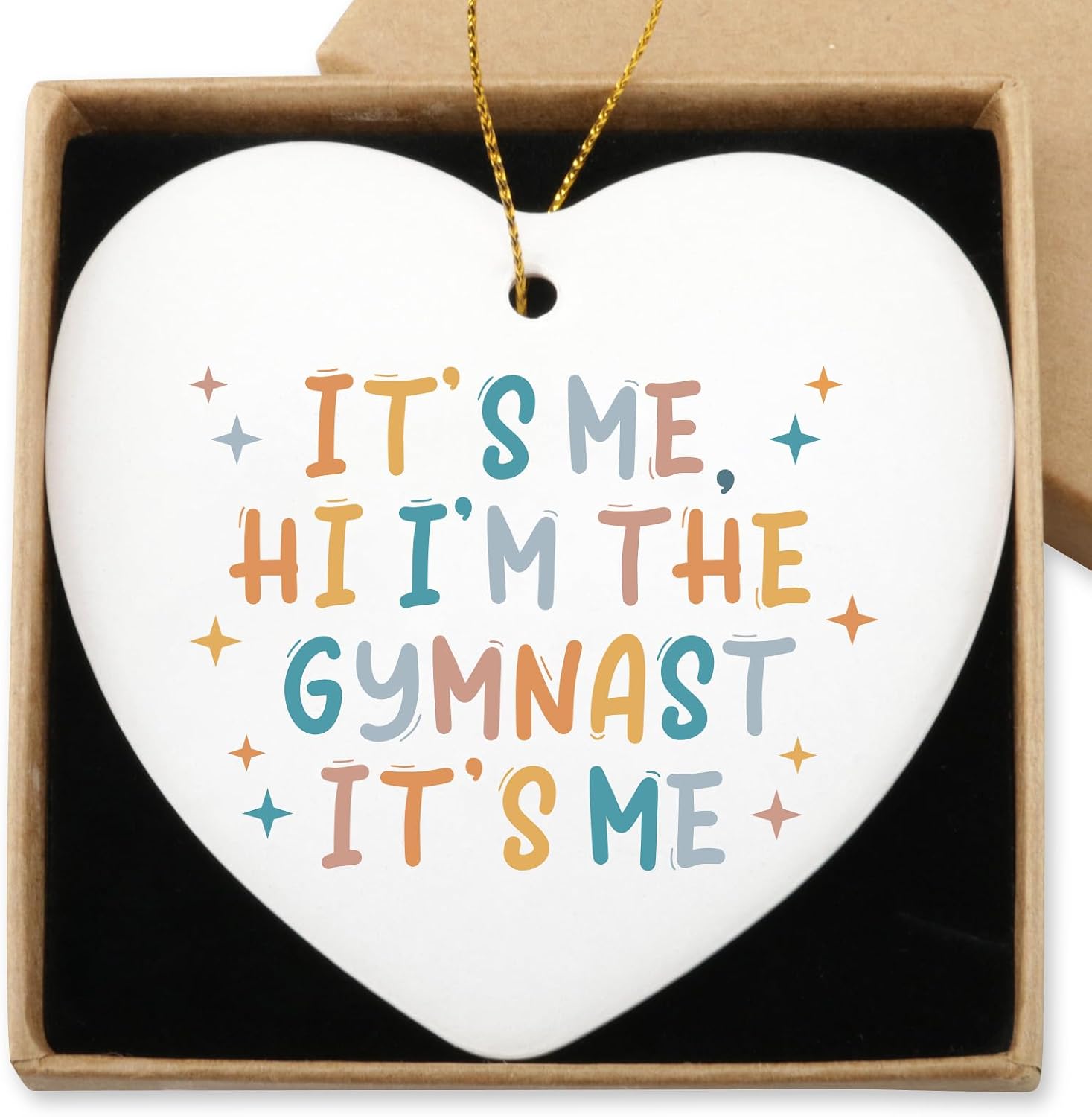 Gymnastics Gifts for Women Men Hanging Ornament It's Me Hi I'm The Gymnast It's Me Gymnastics Stuff Gift Birthday Graduation Team Gifts for Coach Lover Christmas Ceramic Heart Keepsake