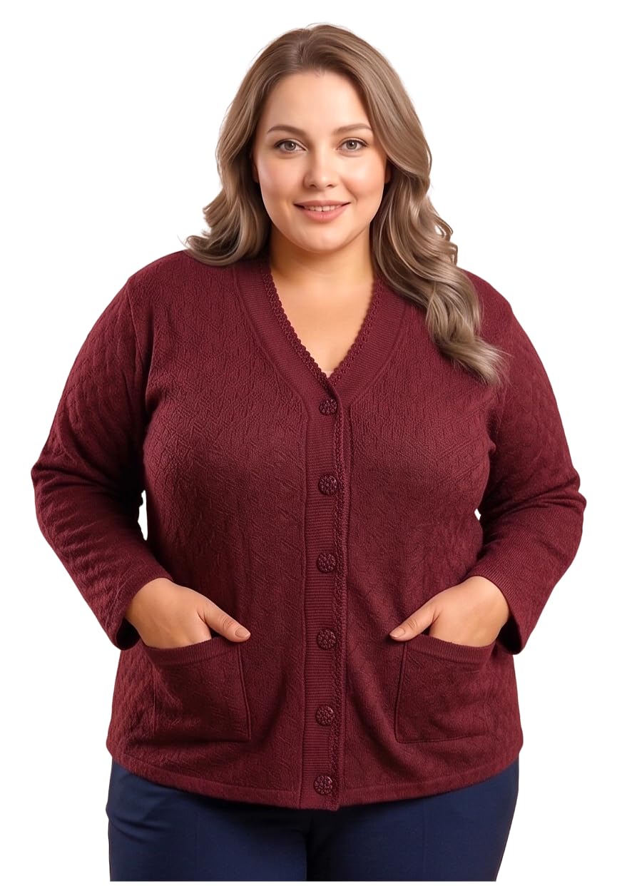 tollfree Women’s Plus Size Button Front Cardigan Sweater – Soft Knit V-Neck Long Sleeve with Pockets-picture-37