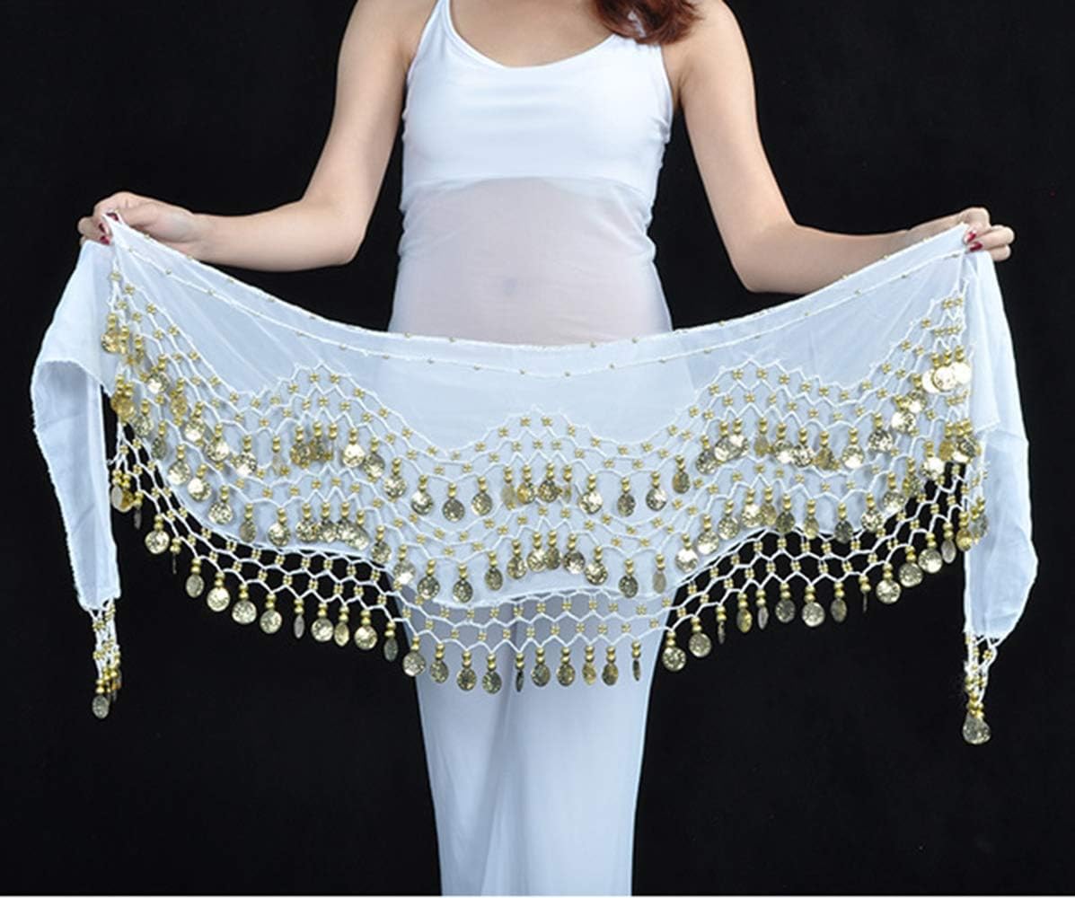 Lauthen.S 128 Coins Belly Dance Hip Scarf Tribal Belt Halloween Genie Costume Accessory - Image 4