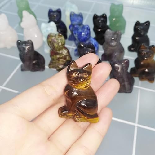 Miniatura 3 de Piedras talladas con forma de gato de 1.5 pulgadas, figuras de animales curativos, cristal de simulación, piedras de cuarzo natural para decoración