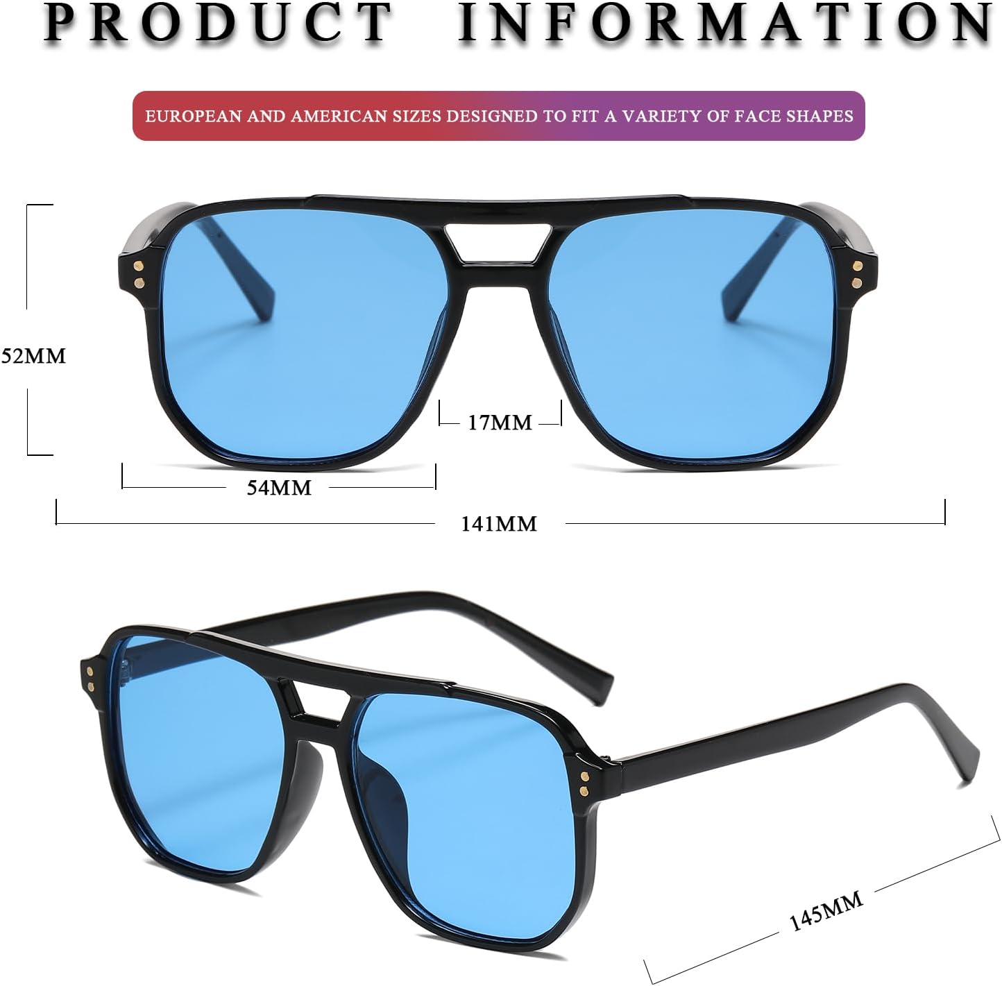 PORADAY Retro Aviator Sunglasses for Women Men Trendy Classic 70s Square Frame Sun Glasses Vintage Aviators Shades - Image 6