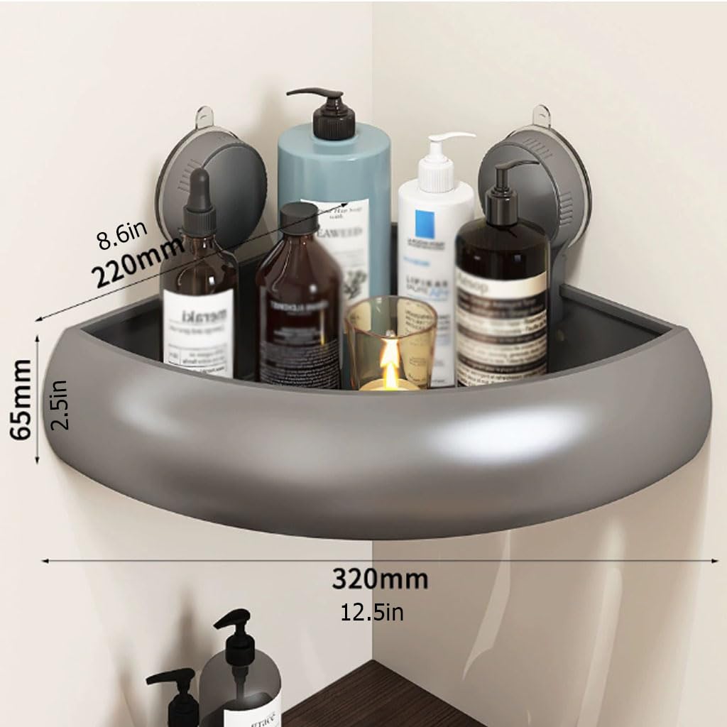 Estante de Ducha sin taladrar Estante de Esquina Triangular Organizador de baño con Soporte para Toallas y Ganchos, Estante ahorrador de Espacio para baño para Esquina de Ducha,Cremefarben,A