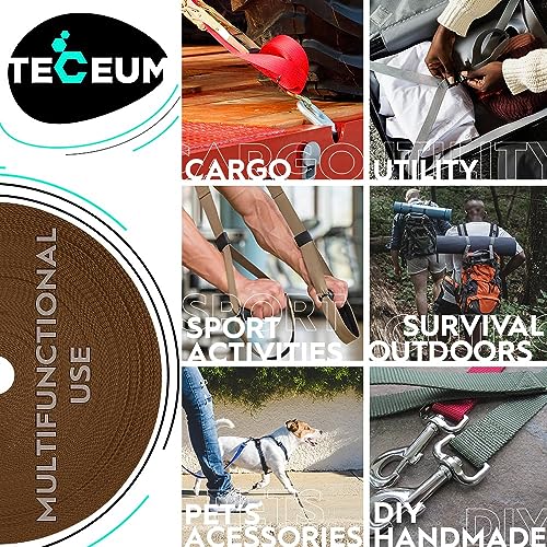 Image of TECEUM 3 /4 inch & 5 /8 inch & 1 inch & 1.5 inch & 2 inch Webbing - 10 25 50 Yards - 40+ Colors - Heavy Duty 1 Inch 1.5 Inch 2 Inch Backpack Straps - Webbing for Outdoors Indoors Crafting DIY