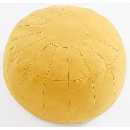 Amazon.com: C COMFORTLAND Unstuffed Faux Leather Ottoman Pouf, Round ...