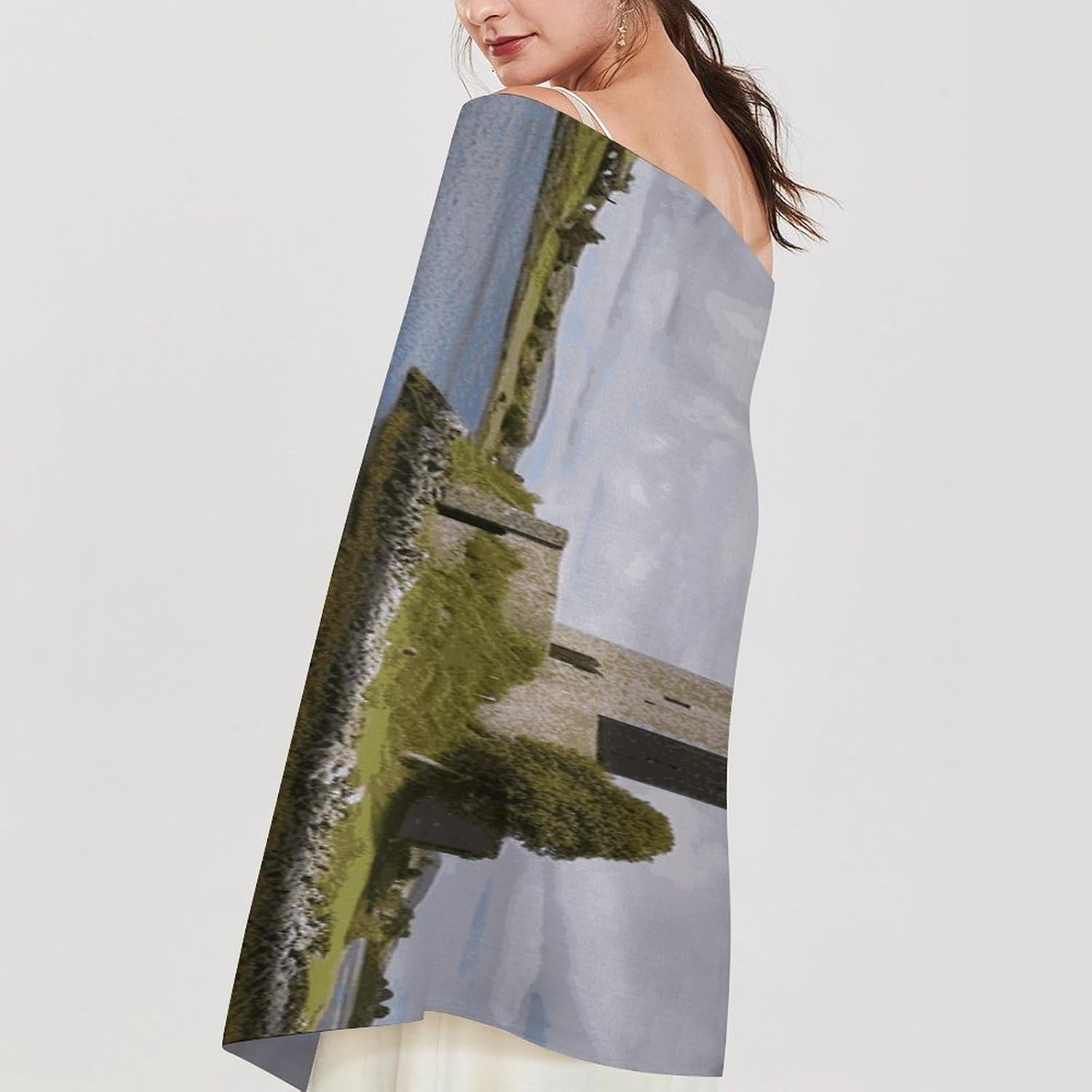 View of The Dunguaire Castle Scarf for Women Men Soft Warm Fashion Blanket Scarves Classic Cashmere Feel Scarf Long Shawl Large Scarves Cold Weather Thick Blanket Scarfs