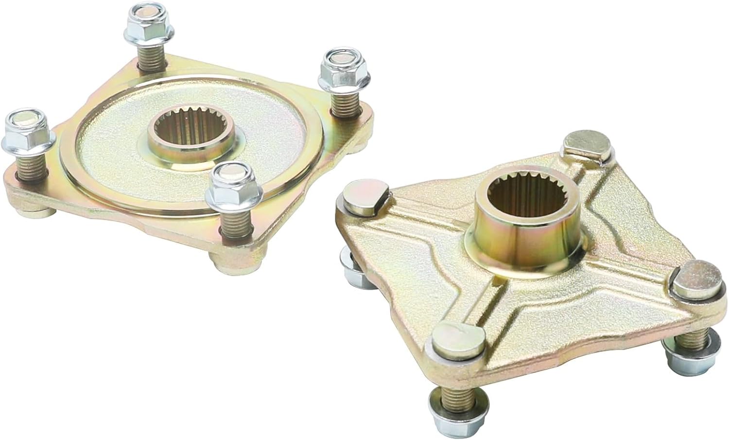 2pcs 23 Tooth Spline 4 Stud Wheel Rear Axle Hubs Flange 110mm 4 Bolt Pattern for ATV Quad Bike Dune Buggy Go Kart Golf Cart Four Wheelers Drift Trike DIY Parts Taotao Kazuma Roketa Gold