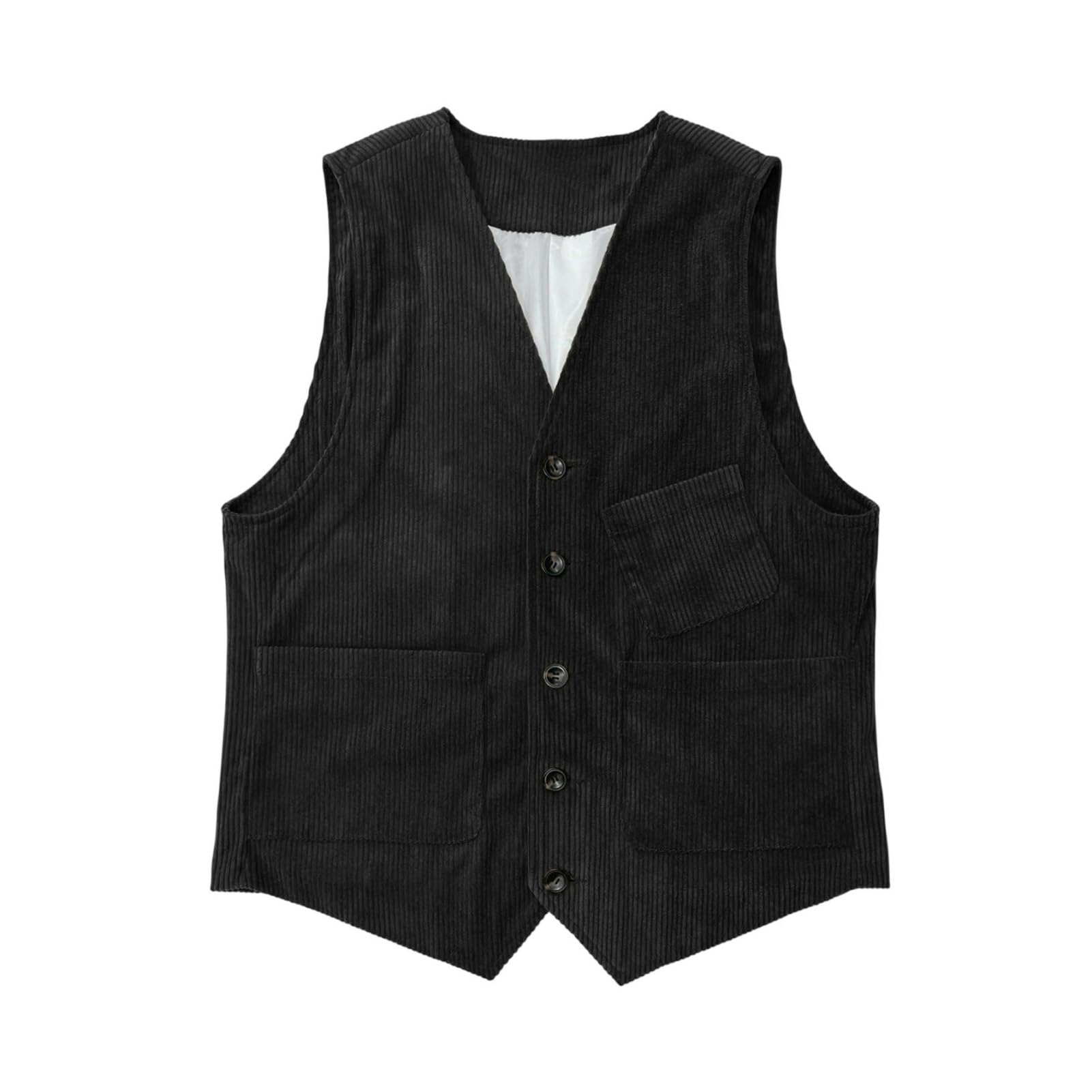 Chaleco de pana vintage británico negro M confeccionado con acabados premium 8