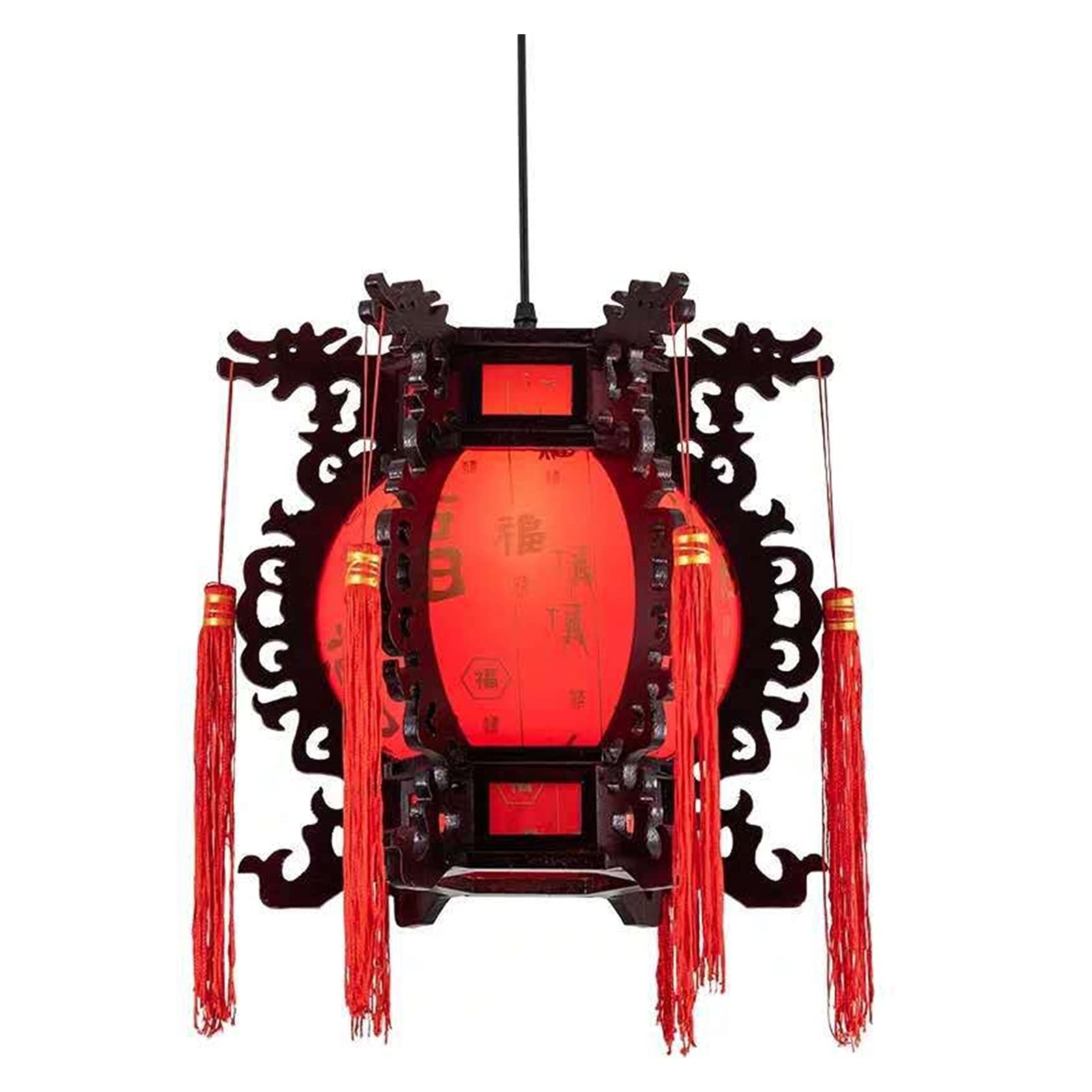Lustre chinois en bois massif pour remplacer un plafonnier sans charme