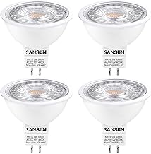 SANSUN Lampadine LED MR16 da 5 W, ricambio alogene da 12 V 50 W, attacco GU5.3 a due pin, luce bianca diurna 4000 K, non dimmerabili, confezione da 4