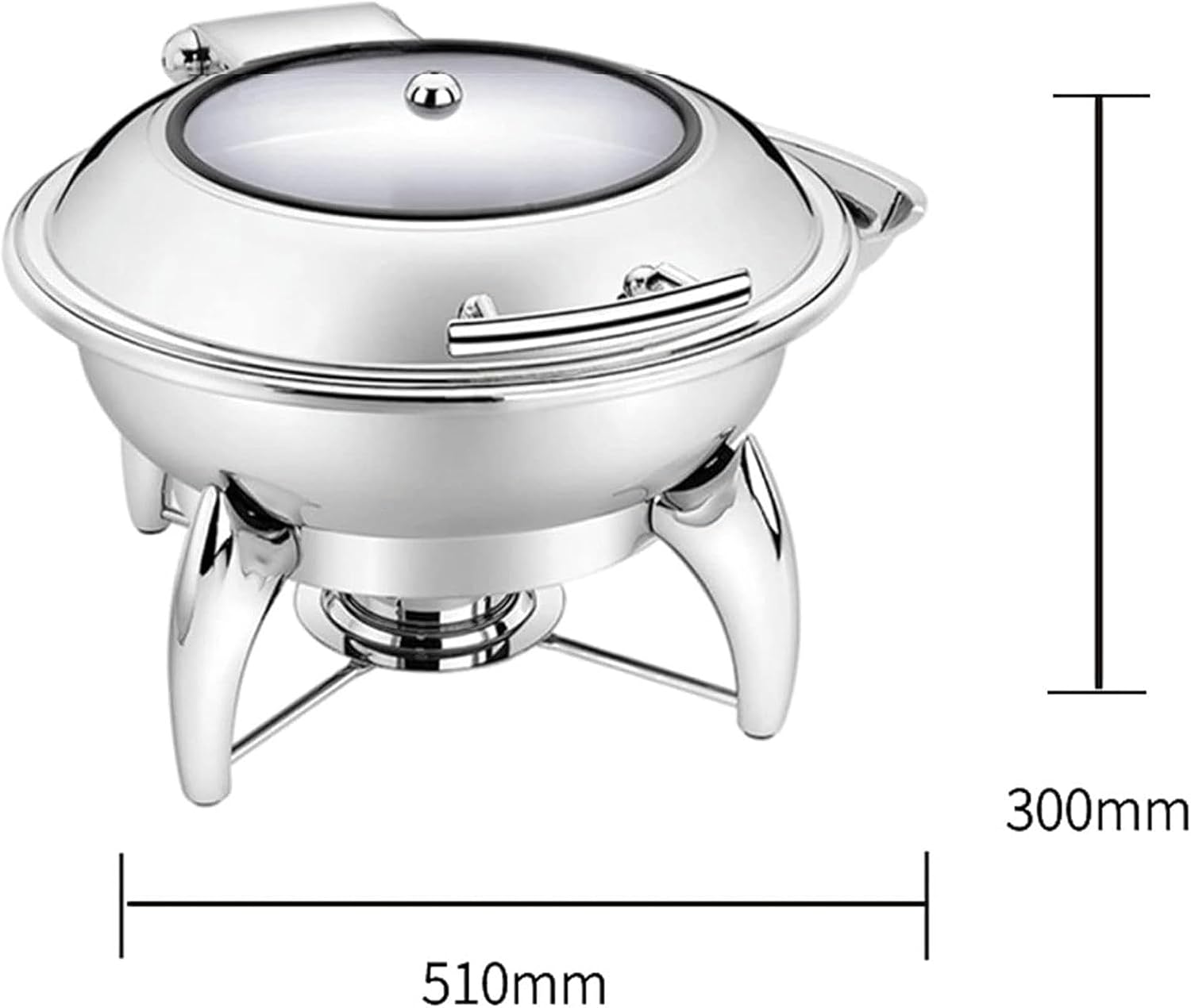 Dining Food Heater - Stainless Steel Hot Pot Buffet Set with Glass Viewing Lid and Built-in Lid Holder, Round Food Warm Plate for Parties, Dinner Parties and Dining (Circle 6L
