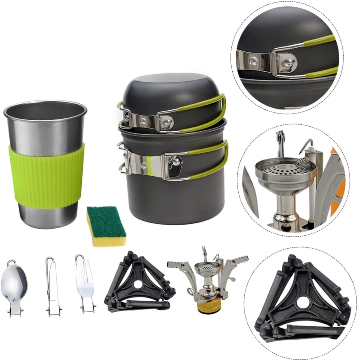 Aluminum Camping Cookware 2-Person Cooking Set for Outdoor Activities Heat Protection