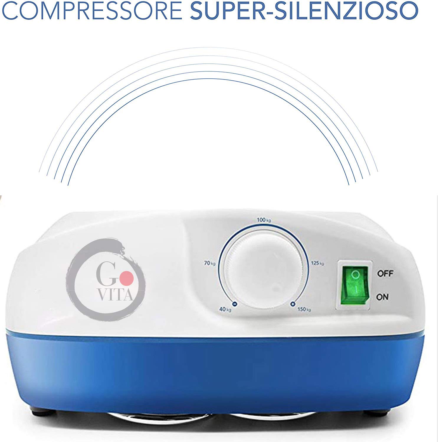 GOVITA - Colchón antiescaras de burbujas de aire con compresor ajustable de ciclo alterno GOMED MATRESS 130 celdas Capacidad 150 kg Super-silencioso Kit de reparación