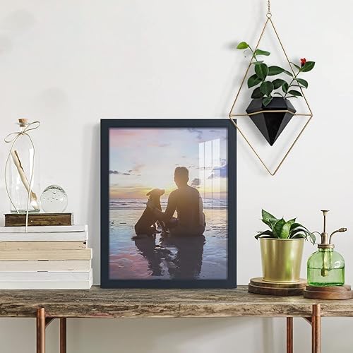 Miniatura 3 de Renditions Gallery Marco de fotos de 11 x 14 pulgadas, estilo moderno de alta gama, hecho de madera maciza y vidrio de alta definición, listo para