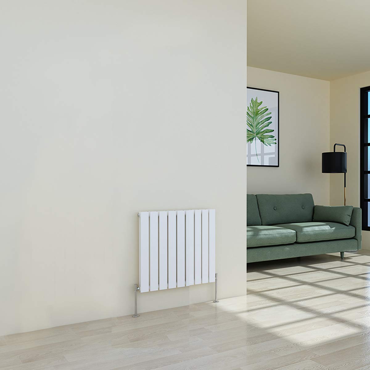 Warmehaus Horizontal Designer Radiator Flat Panel Modern Heating Double White Radiator 600 x 614mm — image 1