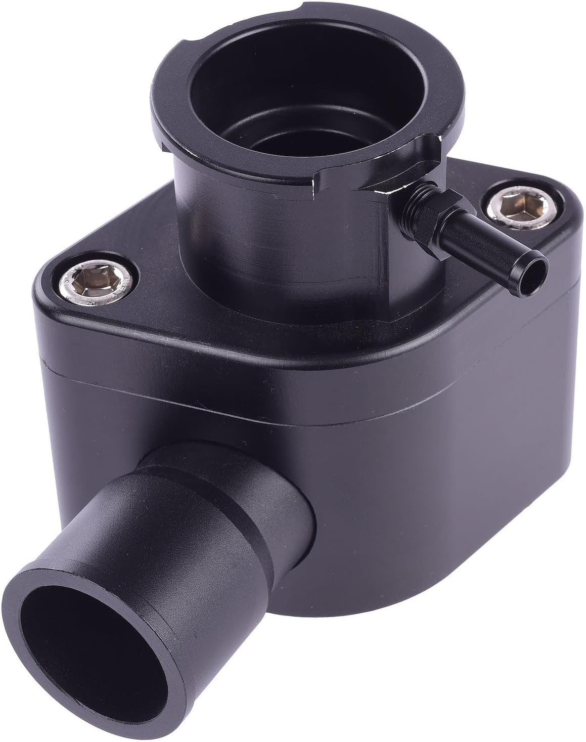 JEGS Intake Manifold Coolant Filler Neck Kit | Black Anodized Billet Aluminum | Fits Small Block, Big Block & 90 Degree V6 Chevrolet Engines | 1.500" O.D. Outlet | Includes Mounting Bolts