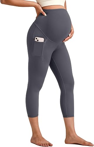 G4Free BareFeel Maternity Leggings with Pockets Over The Belly Stretchy Workout Yoga Pregnancy Pants