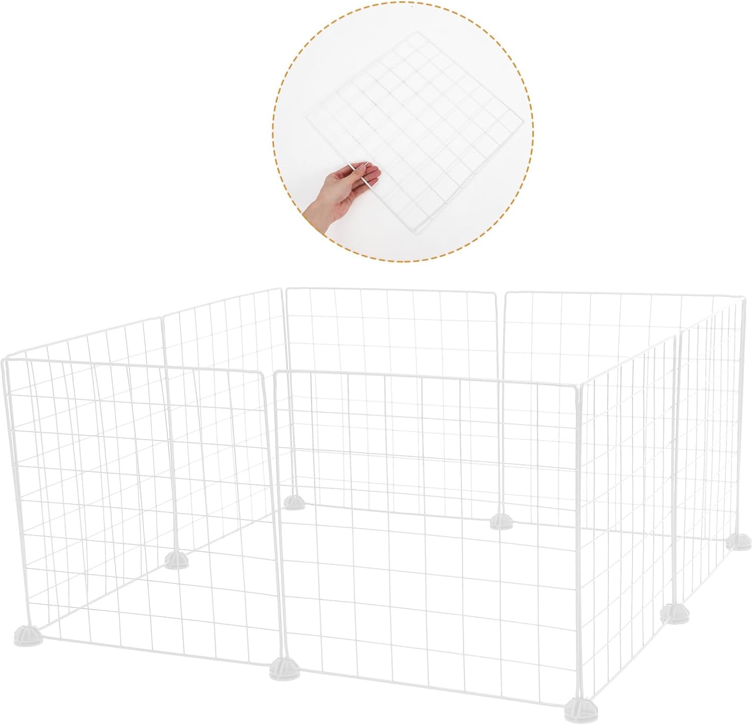 Totority 8pcs Rabbit Cage Wire Grid Panels Small Animal Pen Pet Playpen Indoor Outdoor Large Space Sturdy Wall Grid Organizer