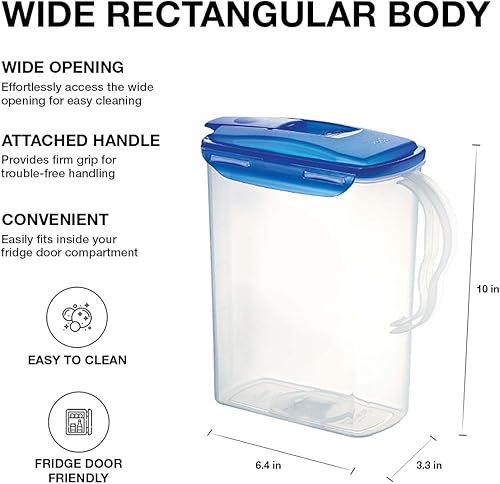 Miniatura 3 de LOCK  LOCK  Jarra de agua para puerta del refrigerador con asa sin BPA bisfenol A jarra de plástico con tapa abatible perfecta para hacer tés y jugos