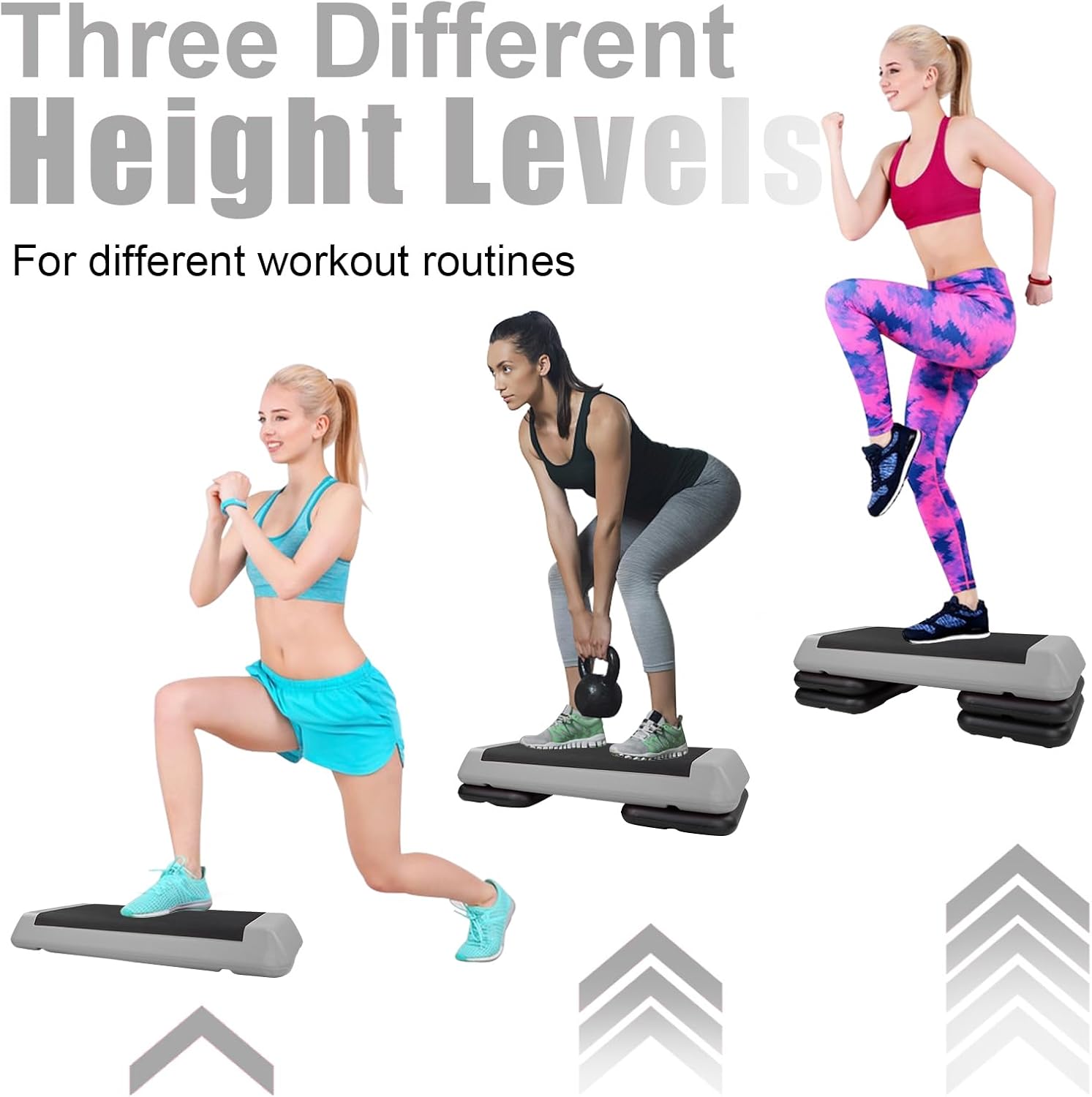 4''-6''-8''Adjustable Aerobic Stepper w/4 Risers Health Workout Step Platform for Sports & Fitness
