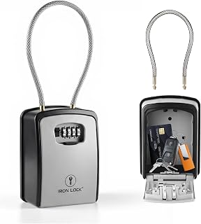 Iron Lock® XXL Portable Key Lock Box, 15in Steel Cable, Code (XXL, Grey)