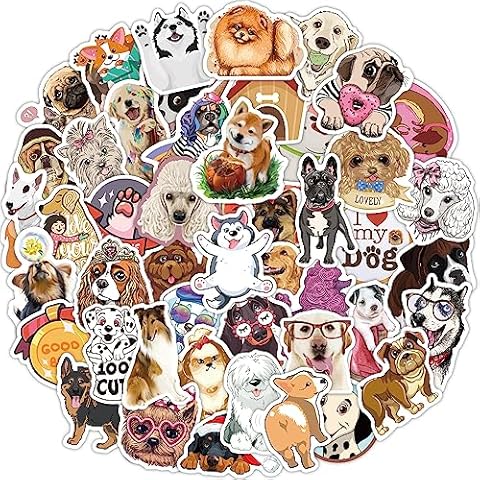 80 Pcs Funny Dog Vinyl Stickers for Kids Teens Waterproof Water Bottle Stickers Pack for Laptop Phone Case Scrapbook Binders Luggage Skateboard Helmet Bike Car Decals School Supplies Cover