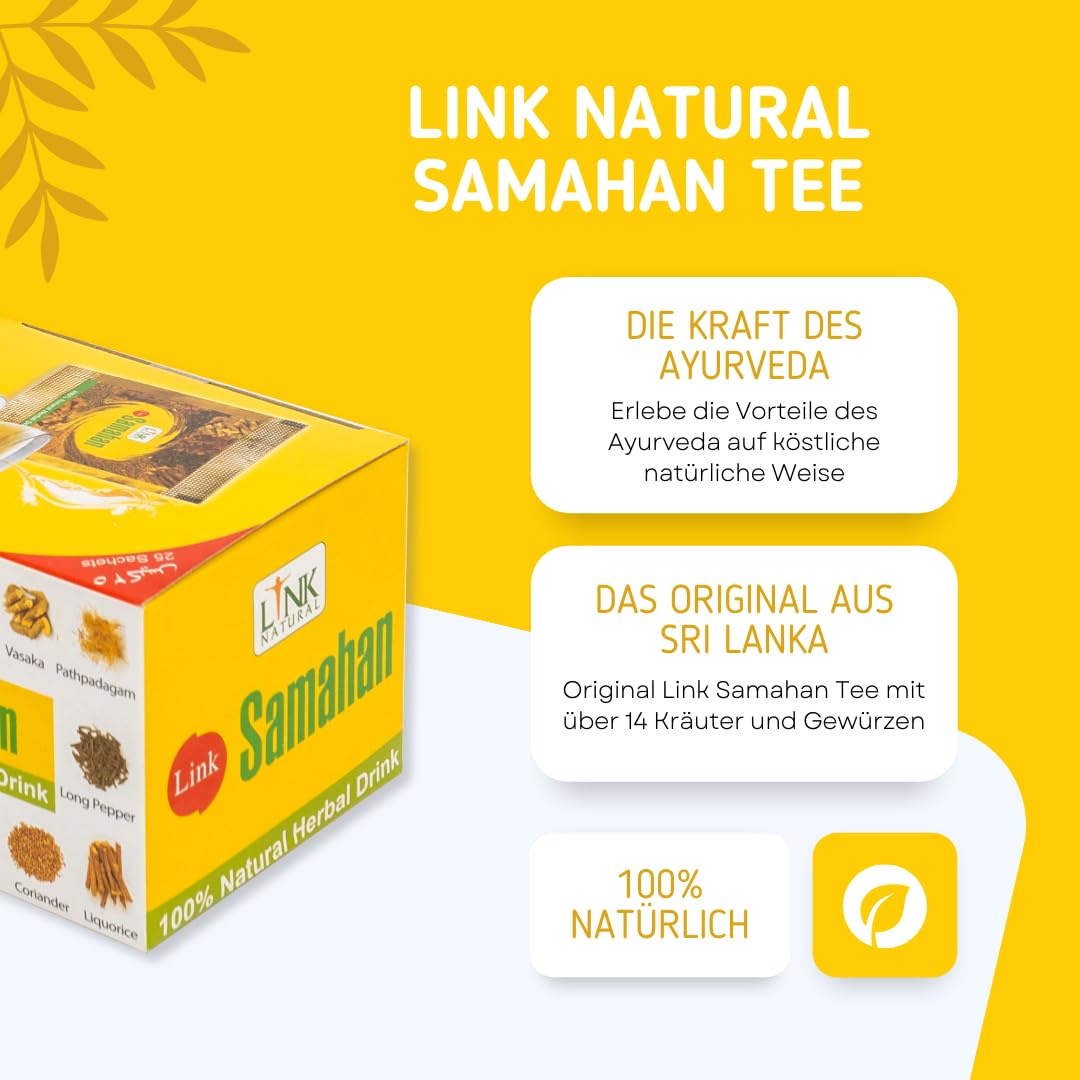 Link Natural Samahan Tee – Direktversand aus Deutschland – 100% Authentischer Ayurvedischer Kräutertee – 200 Beutel
