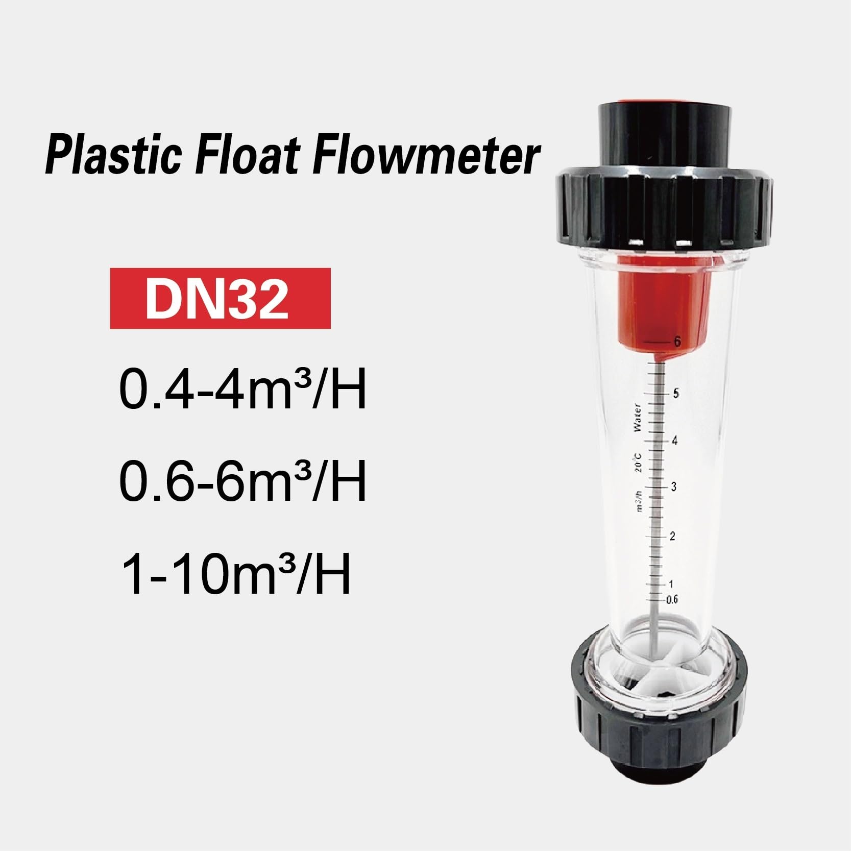 1 rotámetro de plástico LZS-32, medidor de flujo de líquido, medidor de flujo de tratamiento de agua, medidor de flujo en línea.(LZS-32 0.6-6m3-h,Gluing Socket)