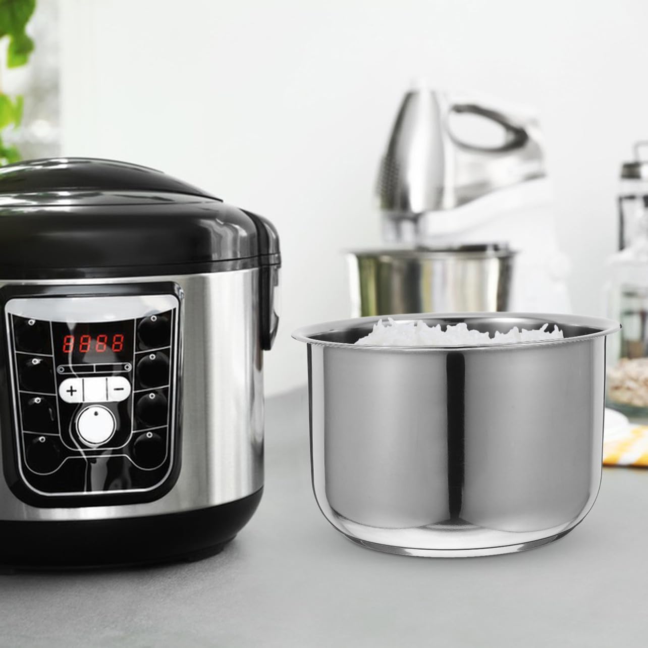 Olla Interior de Acero Inoxidable 3l Diseño Multipropósito y Escala para Olla de Repuesto en Cocina Hogar y Accesorios para Cocedora de Arroz