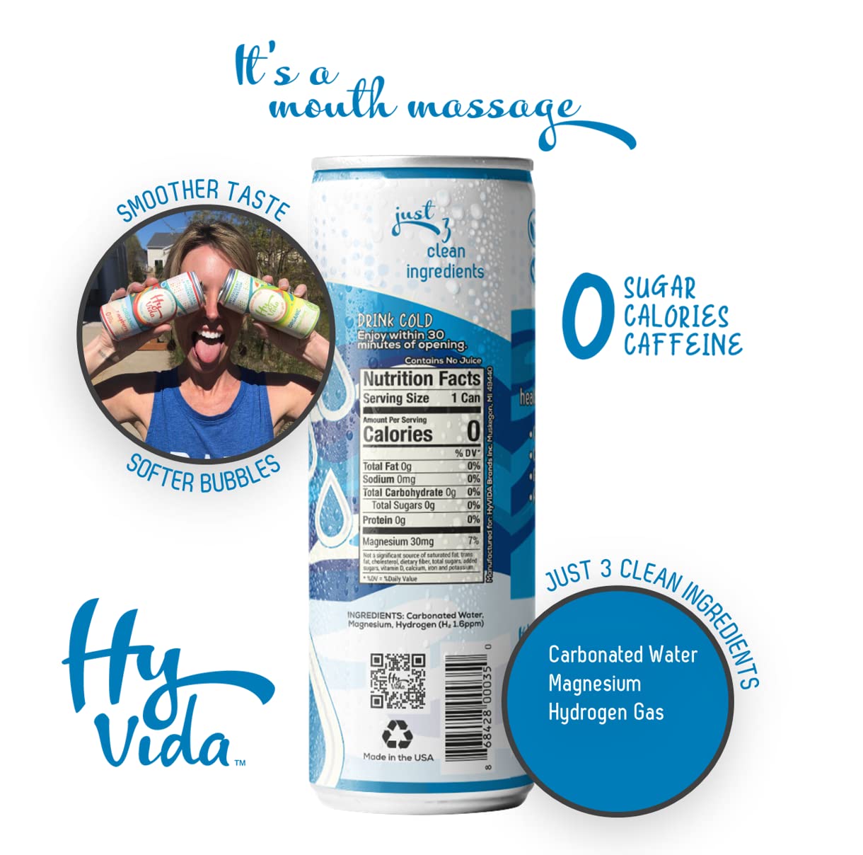 HyVida Pure Organic Antioxidant & Magnesium Sparkling Water Beverage