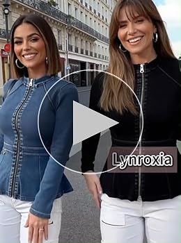 Lynroxia Casual Denim Peplum Jacket for Women Long Sleeve