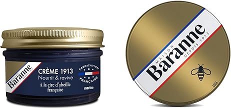 Baranne - Crème Cirage MARINE - Cire D'Abeille Française - Entretien Chaussure Cuir - Ravive Les Couleurs, Nourrit et Assouplit - Soin en profondeur et Brillance Longue Durée - Pommadier 50mL