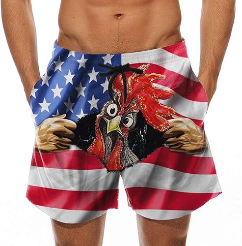 bawilom Traje de baño con bandera estadounidense para hombre, de secado rápido, diseño patriótico, divertido, estampado de polla, trajes de baño