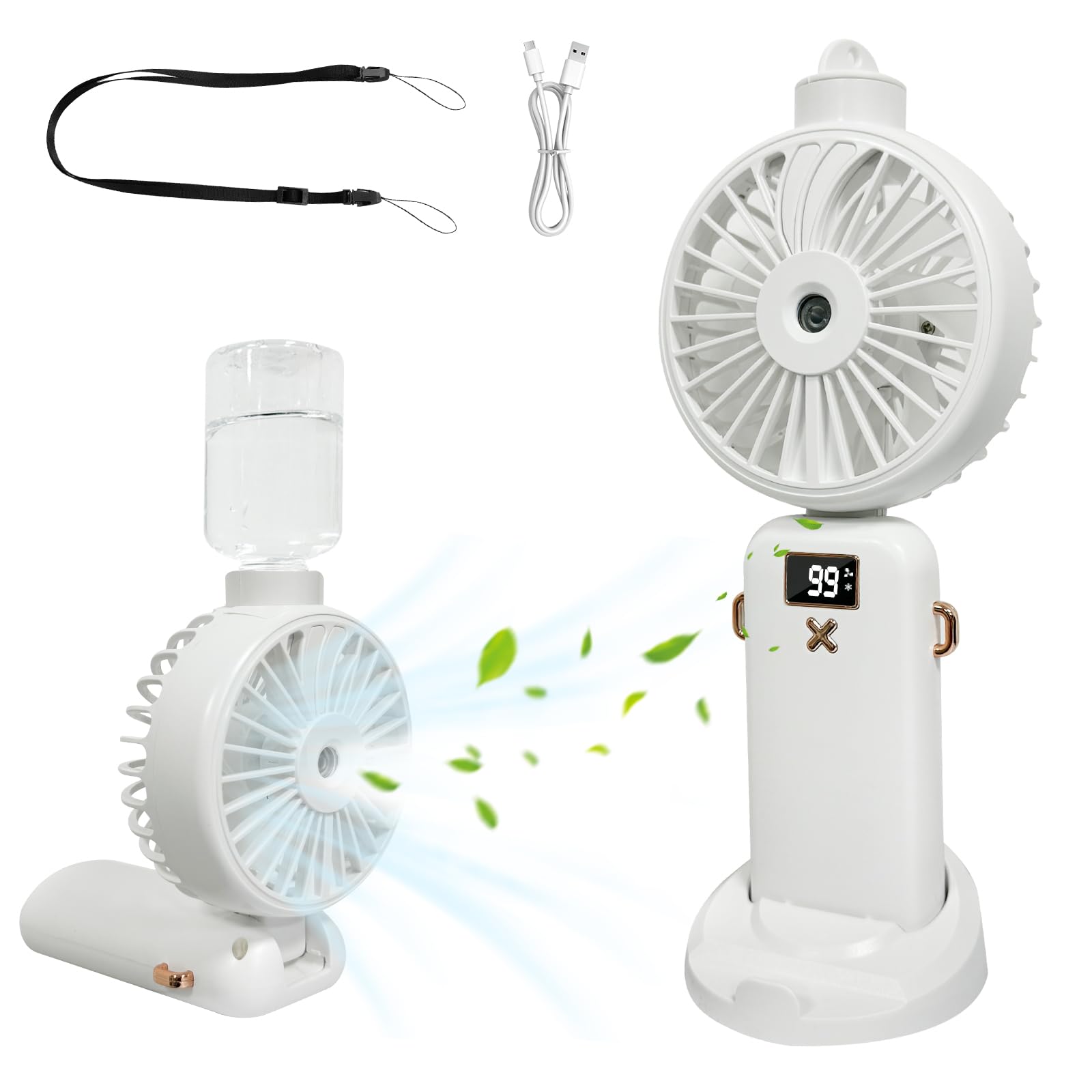 Ventilateur brumisateur portable pour calmer la chaleur d'été petit appareil blanc