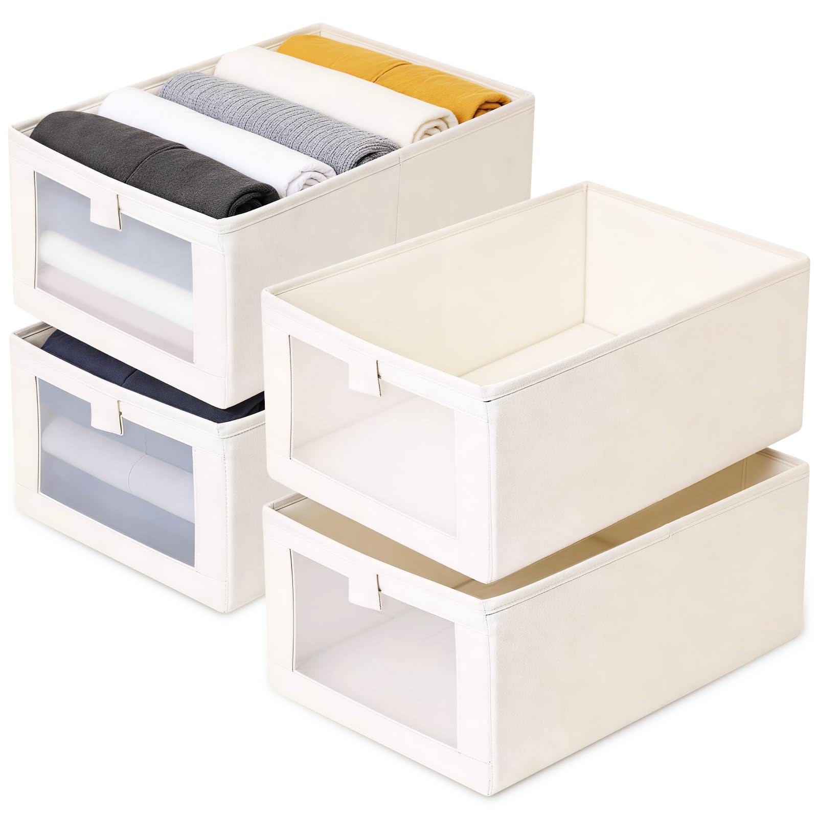 oibrxenl Wardrobe Storage Organiser Foldable Clothes Drawer Organisers Stackable Wardrobe Storage for Jeans, Pants, Trousers, Shirts, Sweaters, Leggings, Underwear