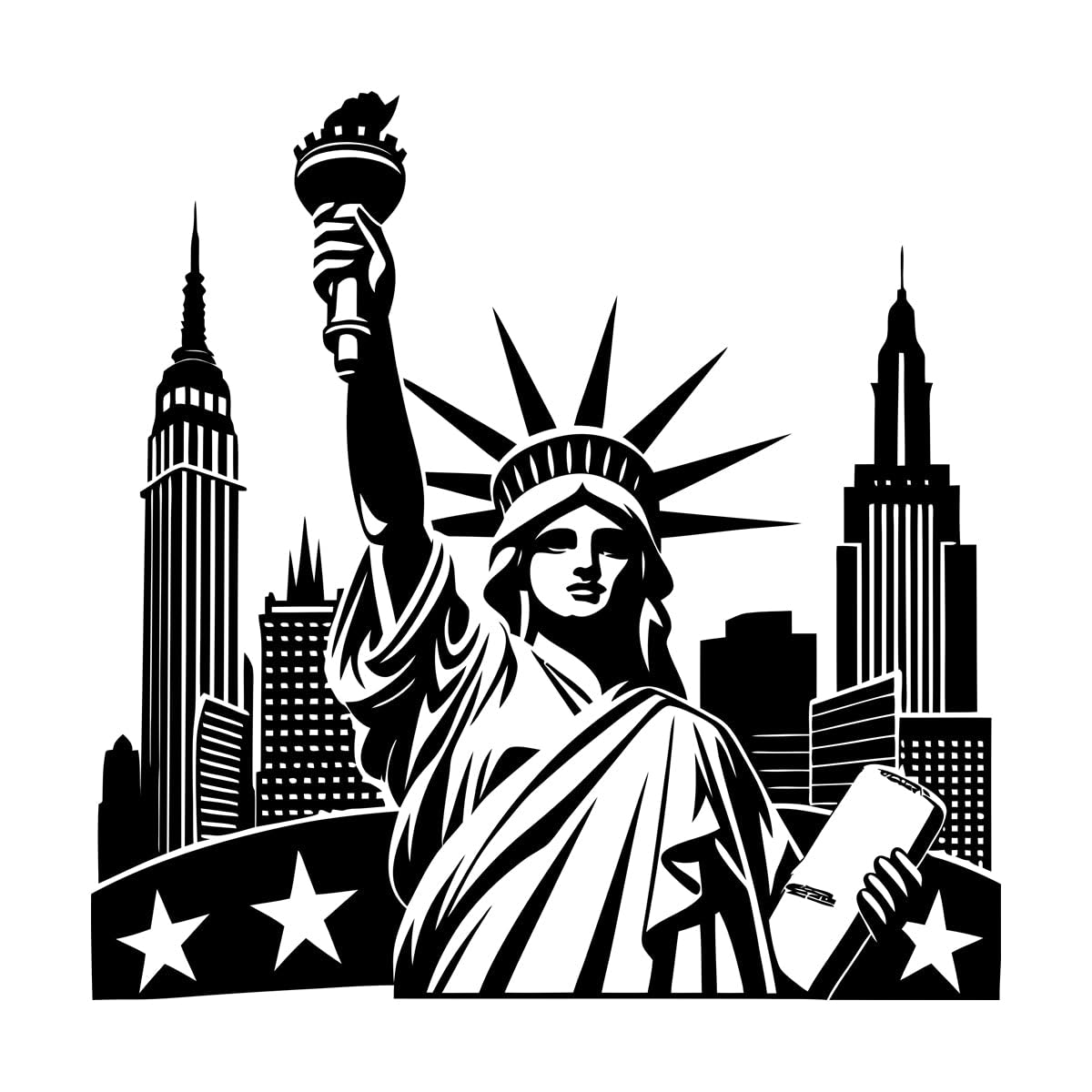 Zooan Vinyl Stickers 19875 Vinyl Wall Decals Statue Liberty 54.6X54.6cm Art Mural Painting Black